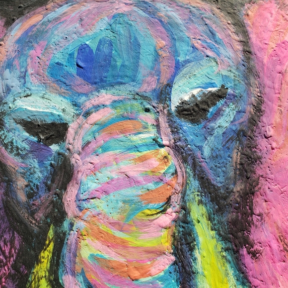 NSALE! Rainbow Elephant Canvas Painting Original - Picture 2 of 7